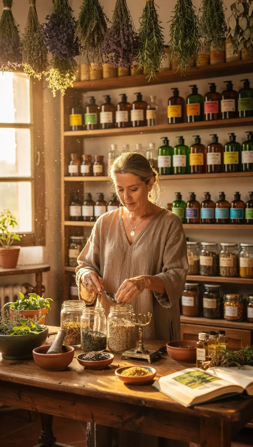 Μια ποικιλία από βότανα και σπόρους σε παραδοσιακή αγορά.